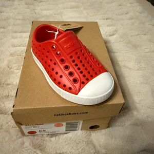 Native Shoes Red and White Water Shoes Slip-On